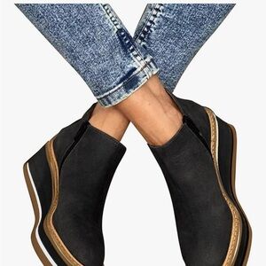 Chic Black Ankle Booties with Tan Accents